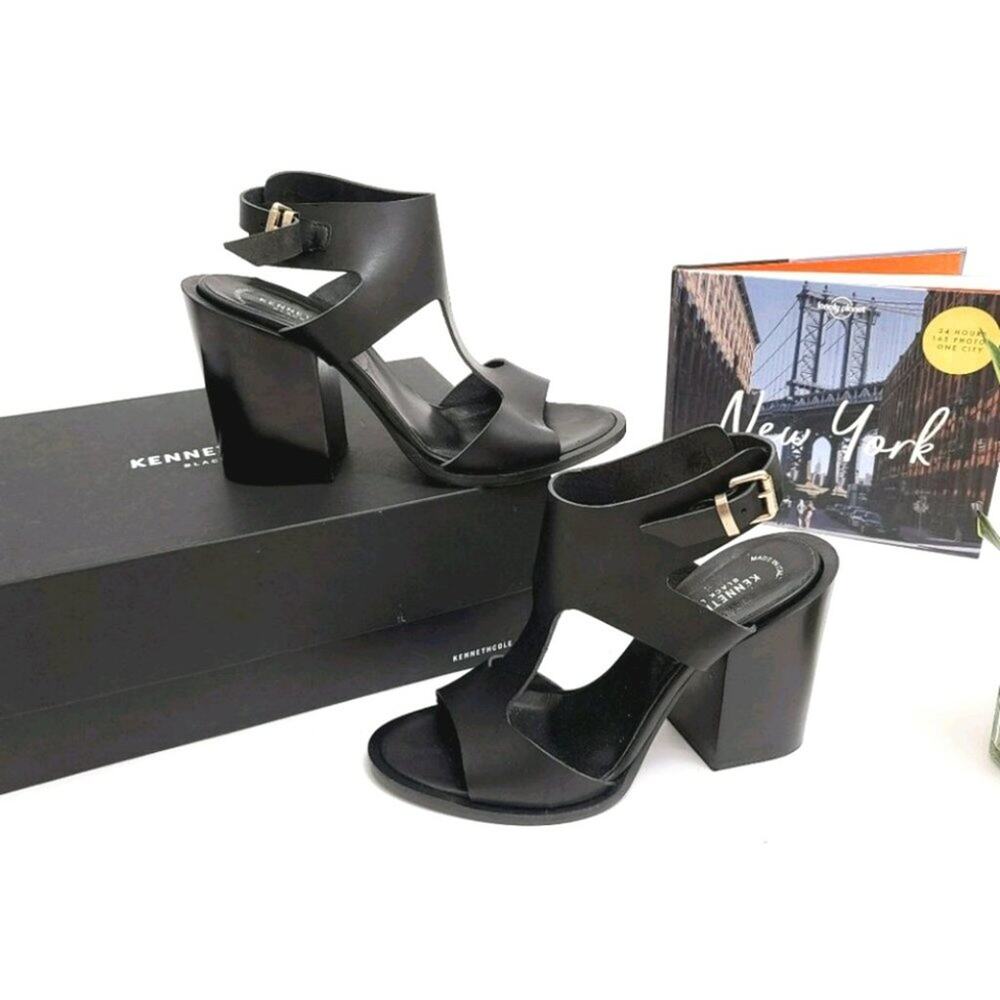 NWB Kenneth Cole Black Cody T-Strap Leather Heel  8